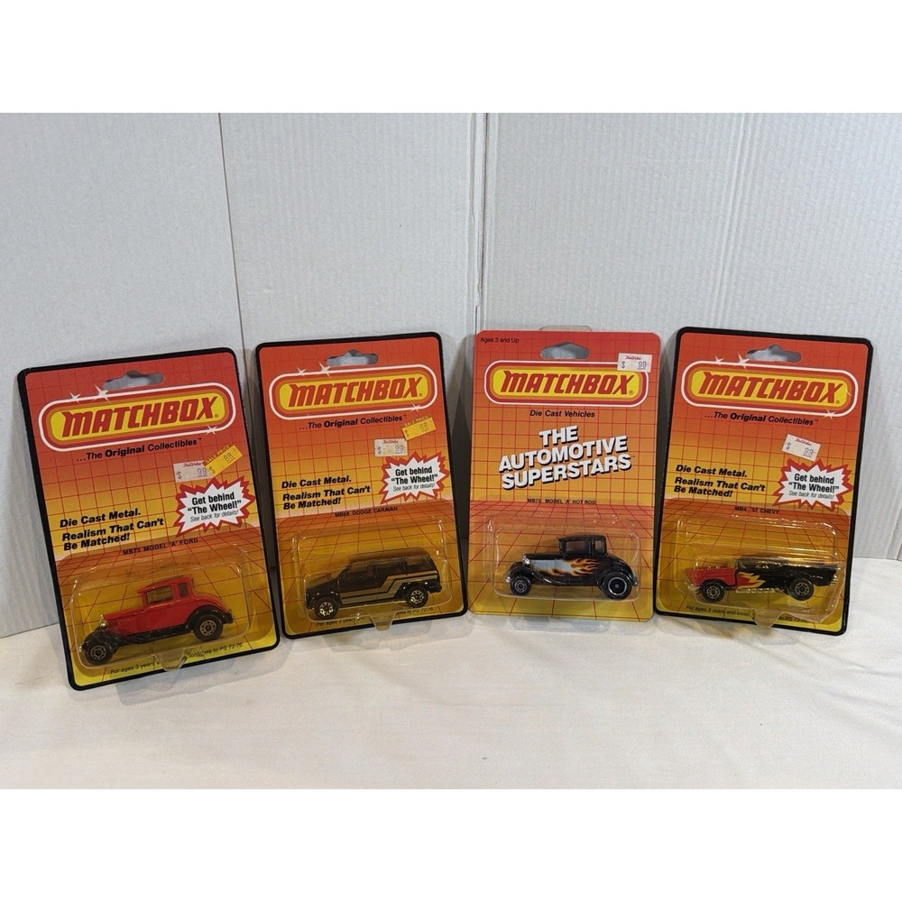 Vintage Matchbox Lot Model A Hot Rod Chevy Dodge Caravan Carded 80s